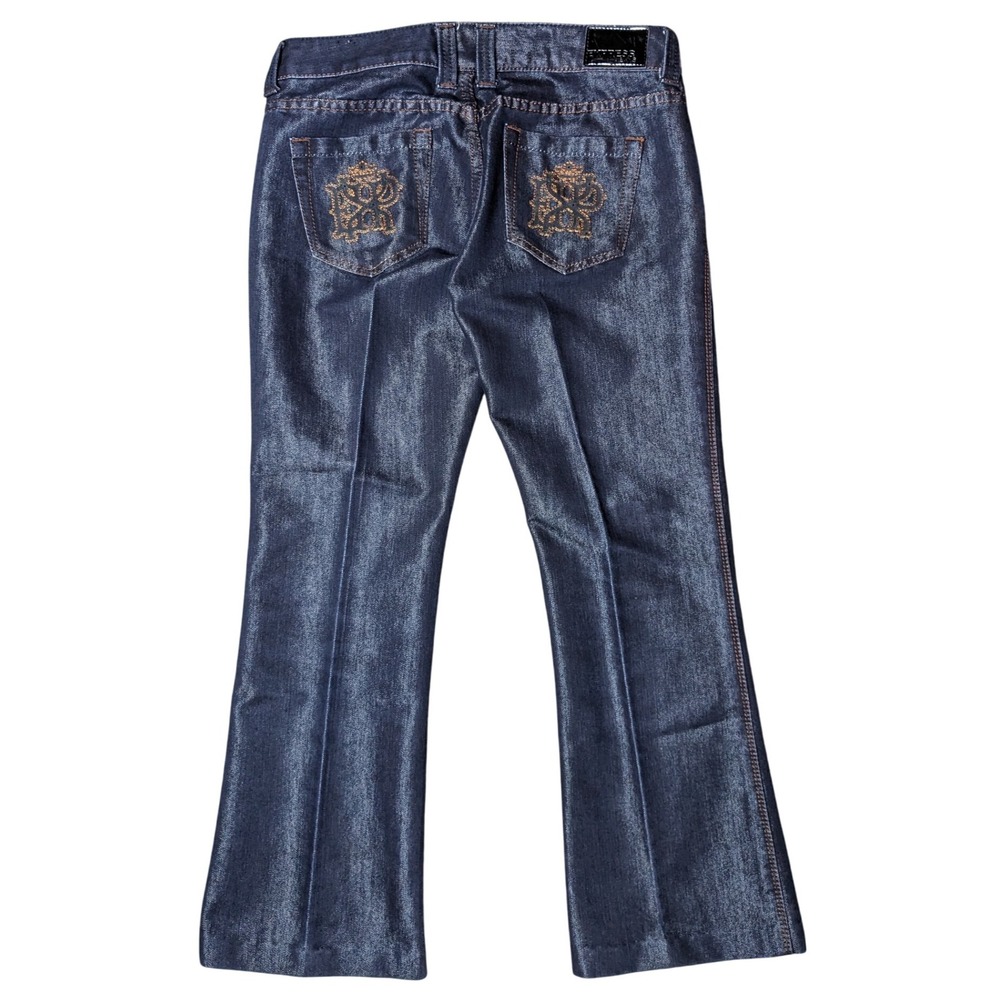 Express Jeans Y2K Boot Cut Low Rise‎ Dark Wash Stretch Shimmery Stella Women's 8